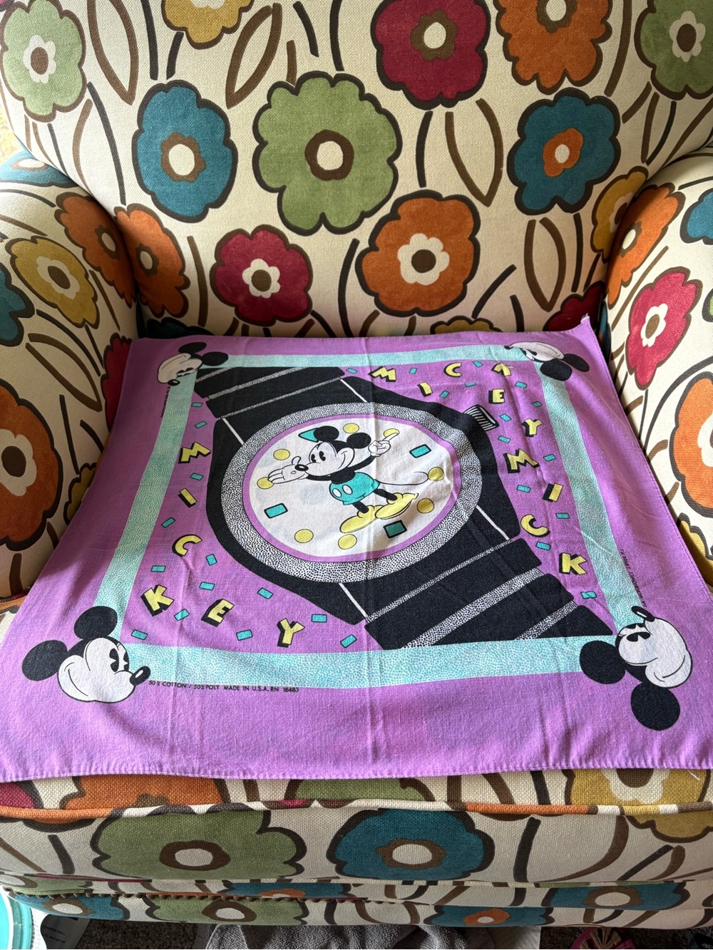 Vintage Disney Mickey Mouse Purple Bandana